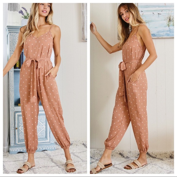 #05 Martine Chic Belted Waist Jogger Side Pocket Jumpsuit - Picture 4 of 5